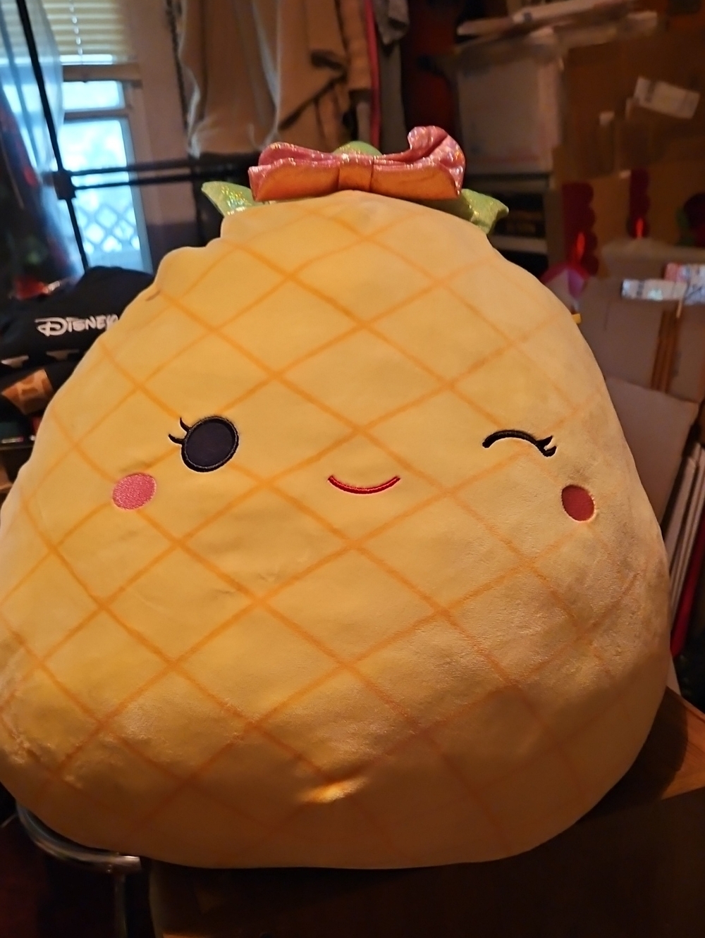 Squishmallows Yellow Pineapple Plush with Pink Bow